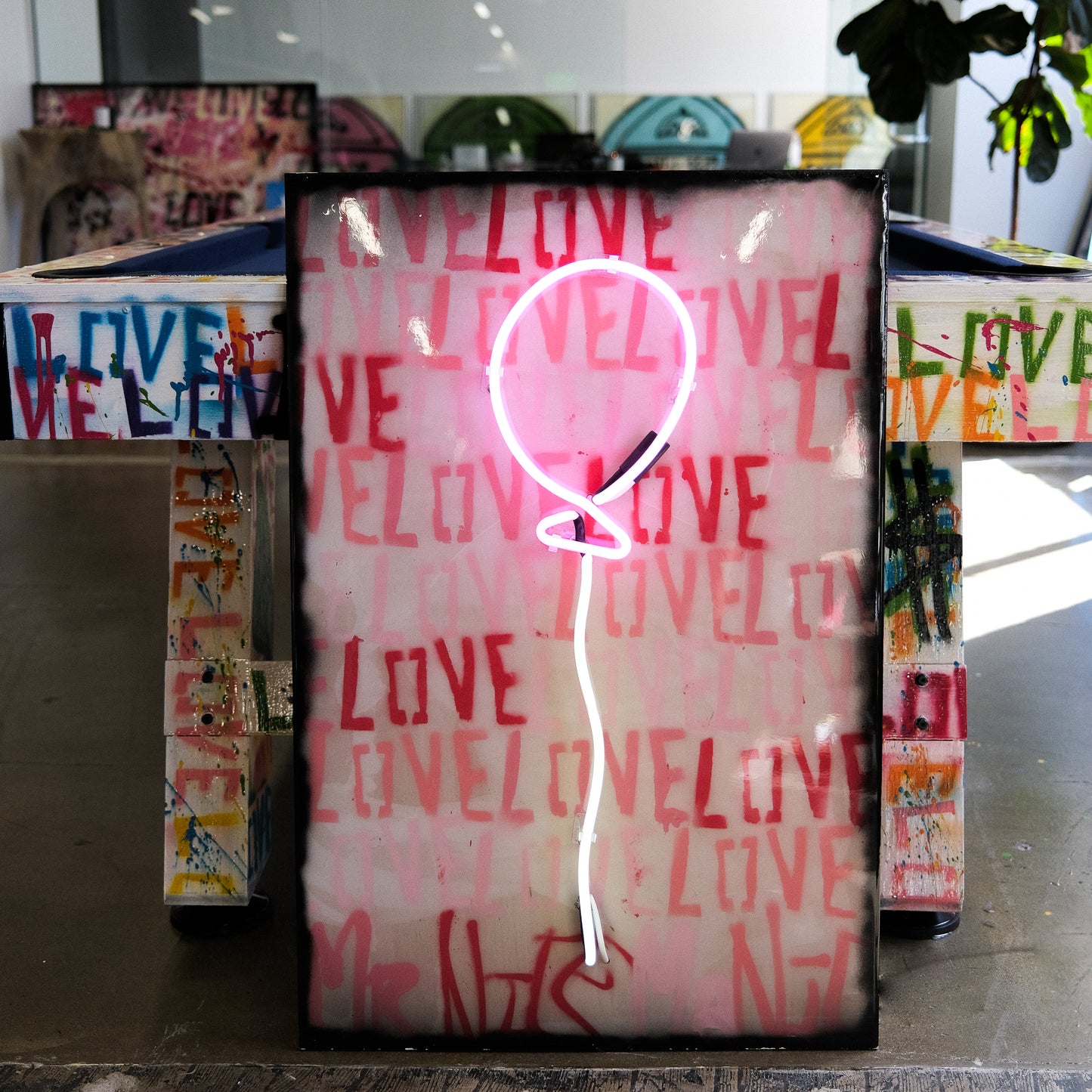 LOVE PINK WITH NEON BALLOON $3700 - ARTBYMRNICE