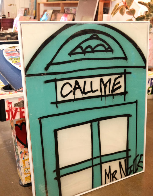 FRAMED BLUE CALL ME $3,200 - ARTBYMRNICE